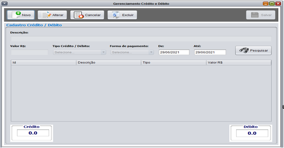 Gerenciamento de Crédito e Débito