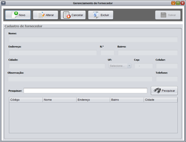 Gerenciamento de Fornecedor